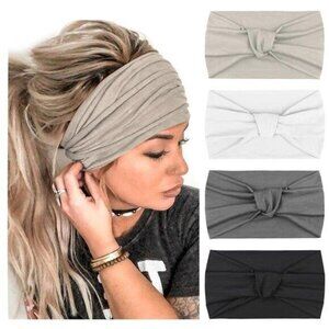 4 Pack Turban Headbands for Women Wide Vintage Head Wraps Knotted Cute Hair Band